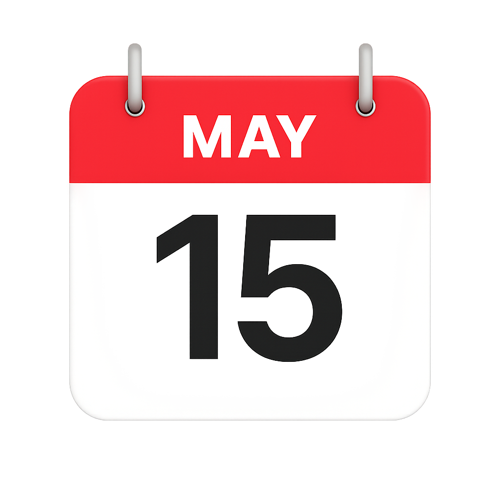 Calendar page showing May 15.