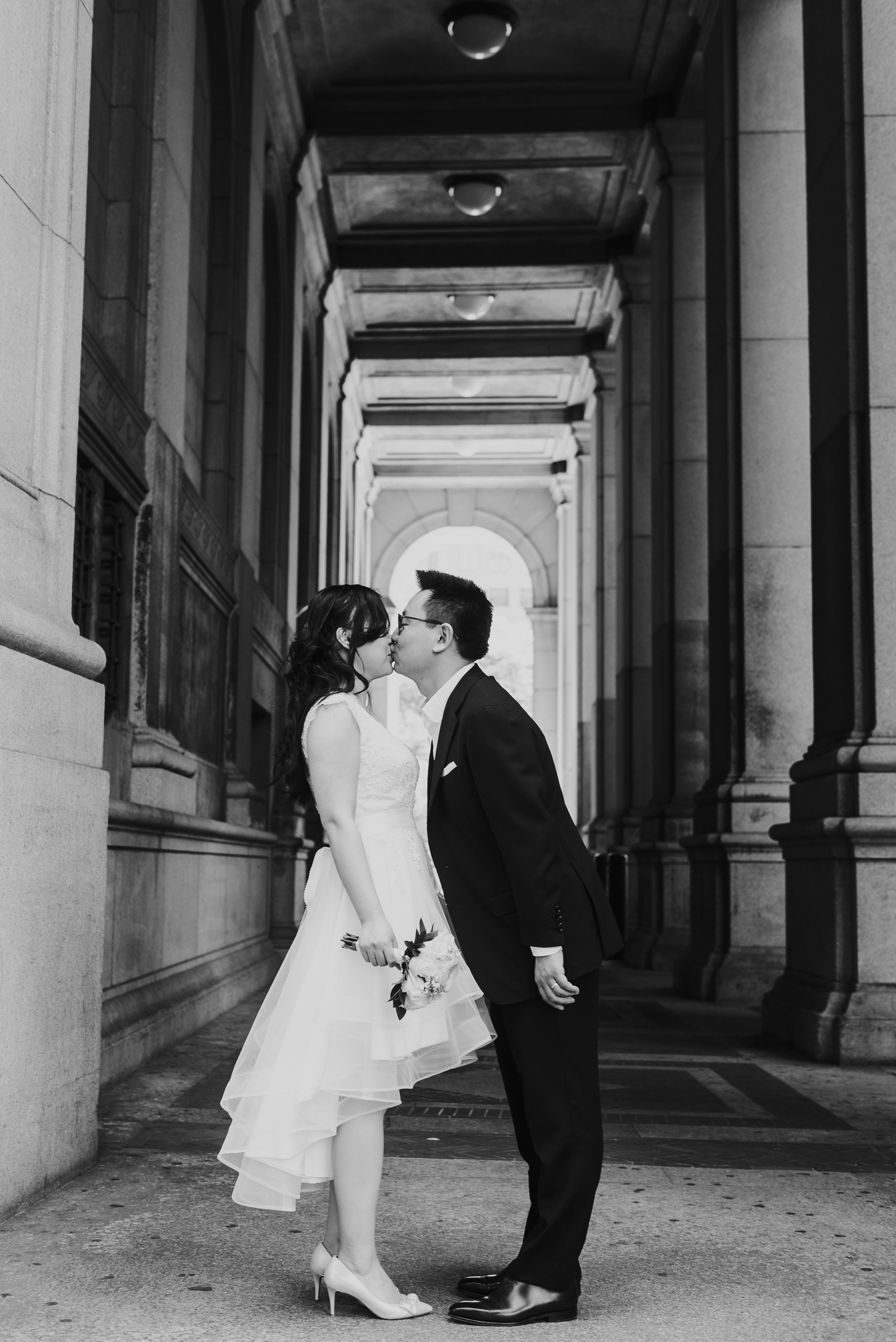 Manhattan City Hall Elopement wedding photograph taken right after the bride and groom's ceremony.