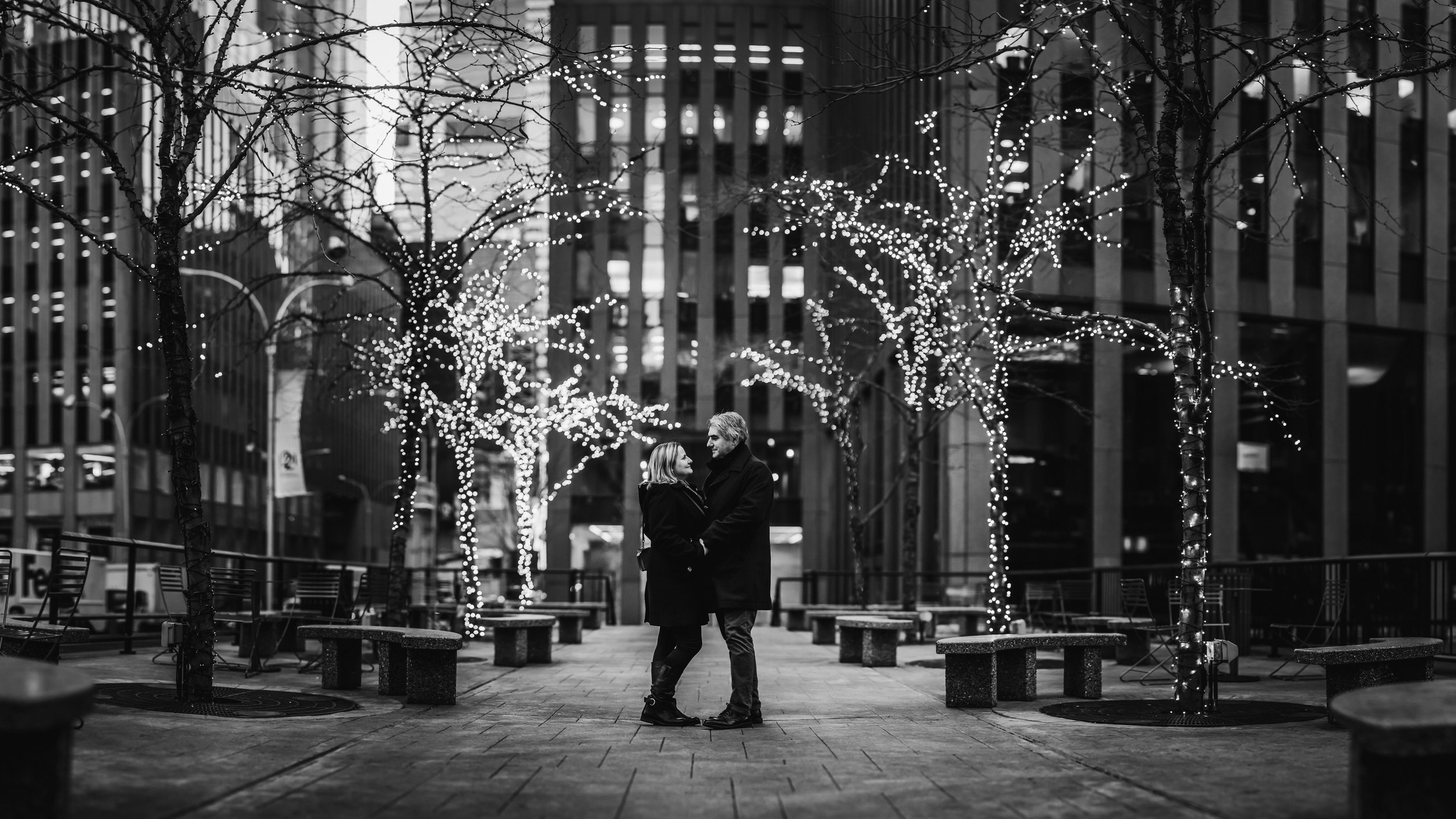 Night engagement sessions portrait taken in Manhattan, New York