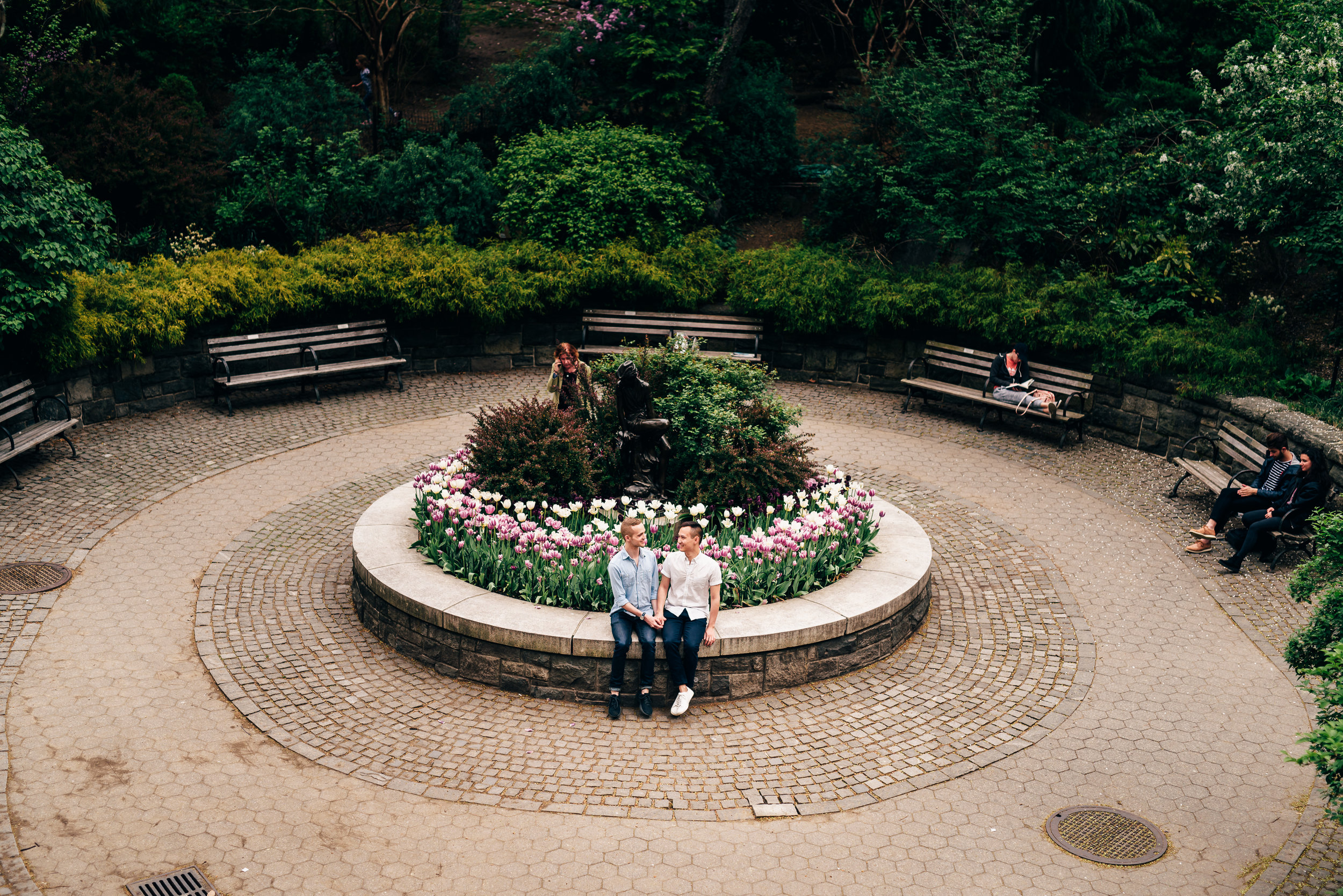  evan and lawrance enjoying a moment together at carl shurz park in the upper east side. I got to work with the two of them as I wanted to try out some new techniques with brenizer panoramas, as well as same sex engagement or couples photography 