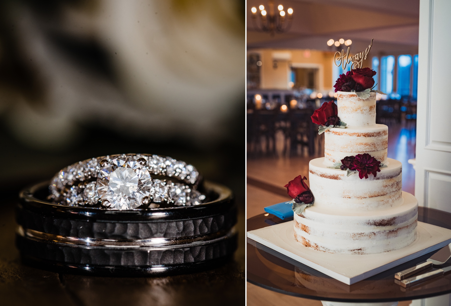  Cake and rings from Tara and Zach's New York / New Jersey wedding at Rock Island Lake Club. 