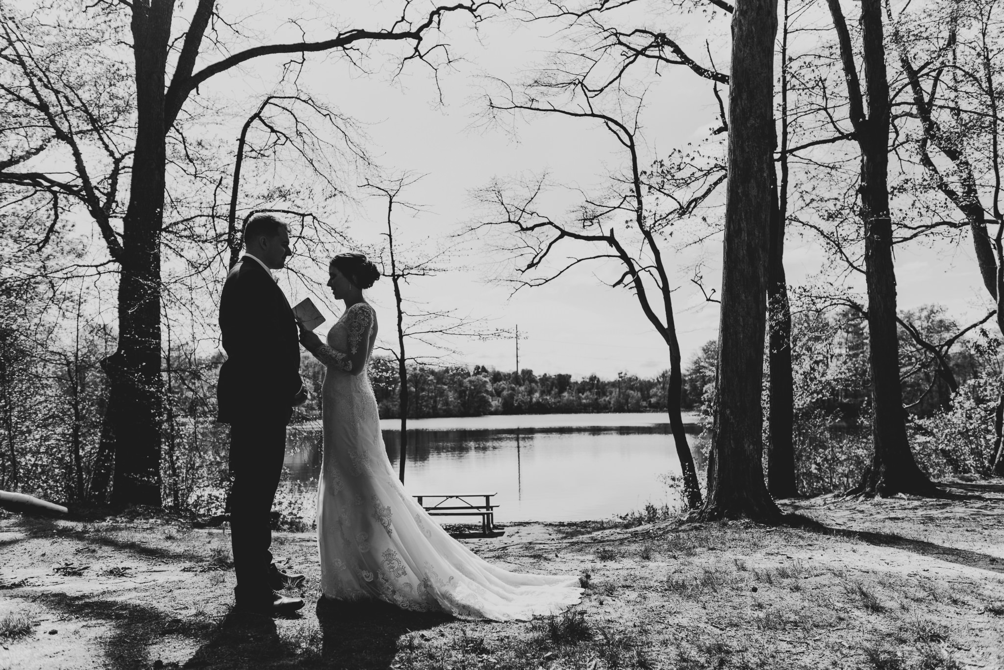  The theme of this wedding was definitely the amazing silhouettes. Here, Luke and Kelly are doing a private reading of their vows, just sharing a moment before their ceremony.

Photos taken during Luke and Kelly's wedding in New Jersey. photographed 