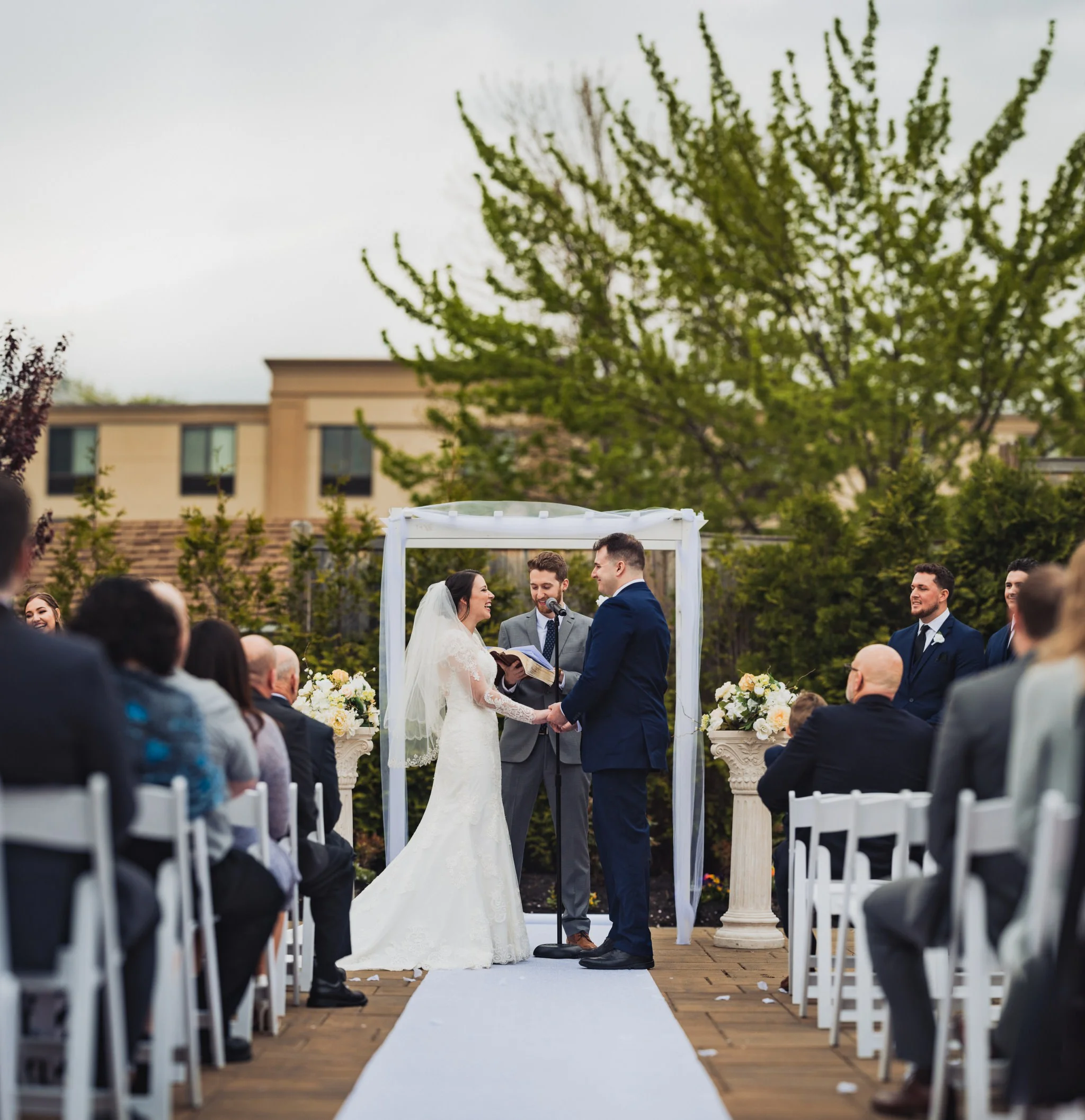 Photos taken during Luke and Kelly's wedding in New Jersey. photographed with a photojournalistic style and with story telling in mind.
This was a wide brenizer-style panorama that I did, stitching together 8 images to really create that narrow focal plane, keeping the focus on Luke and Kelly in the middle.