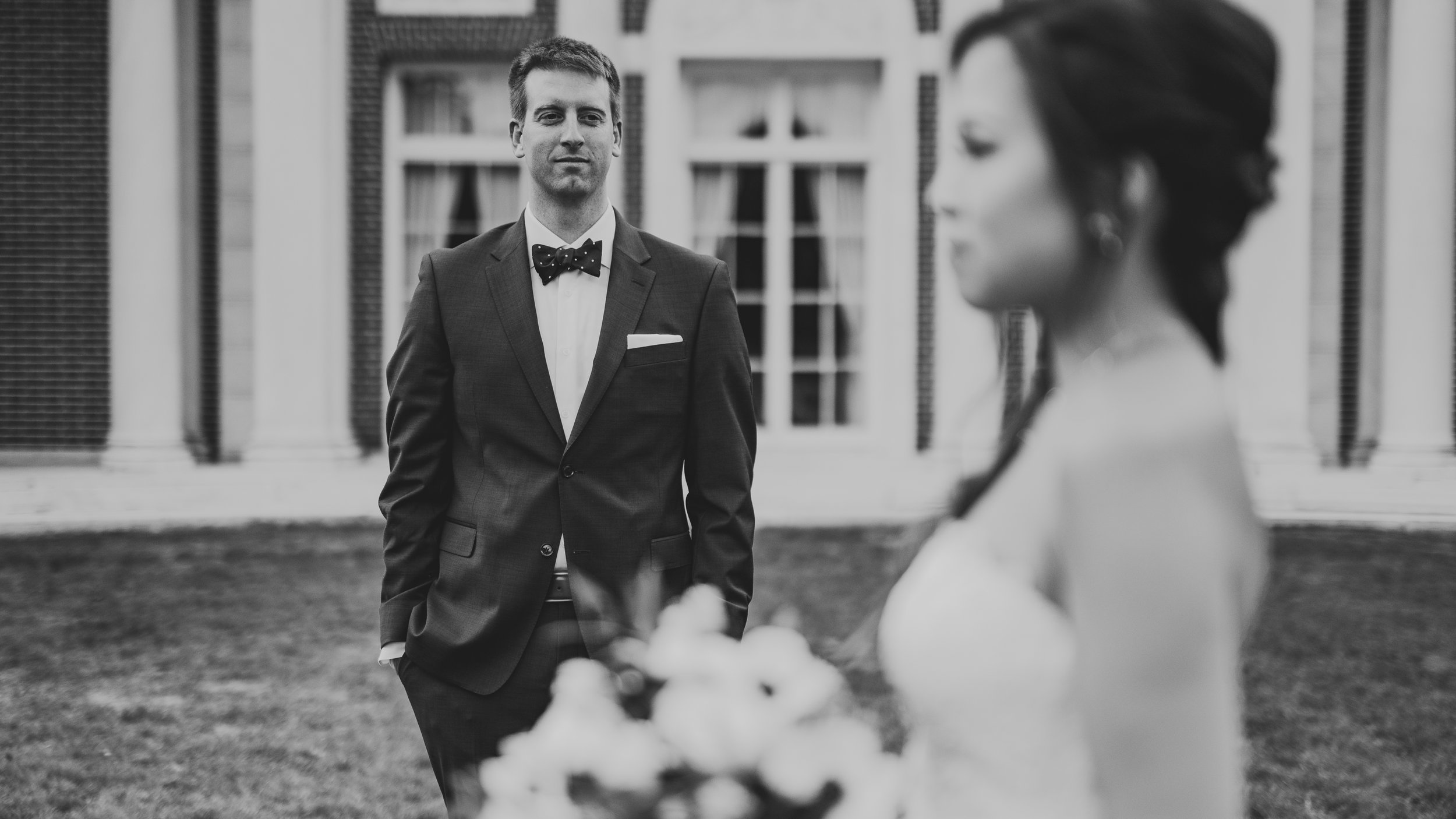 Black and White Modern Wedding Photography in Long Island, New York at the de Seversky Mansion