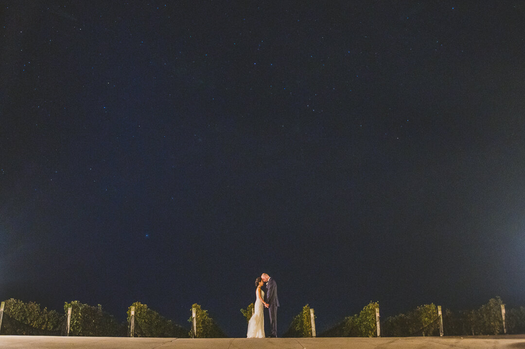 Wedding night portrait taken at Raphael Winery in Peconic, Long Island, New York