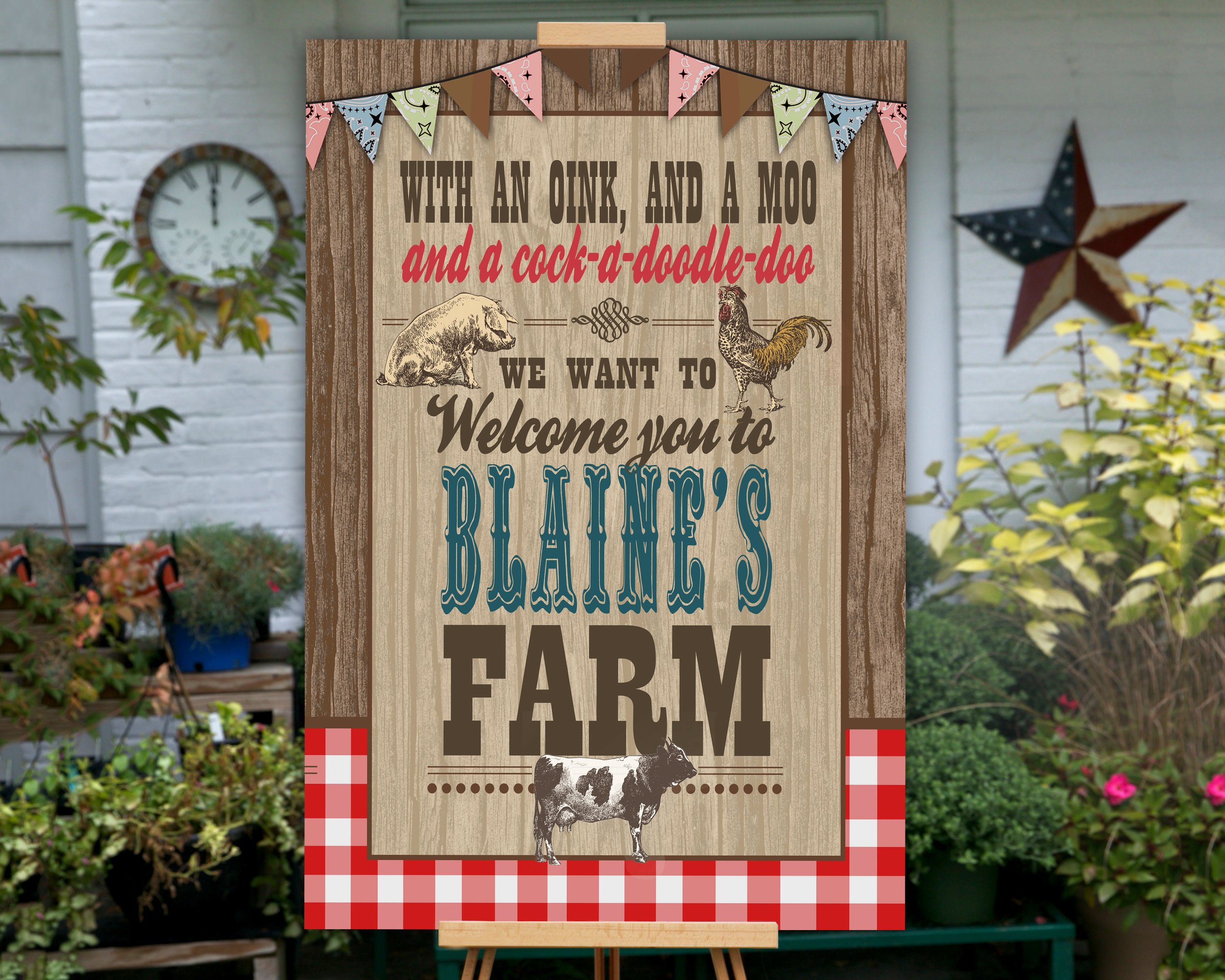 On the Farm Party Welcome Sign