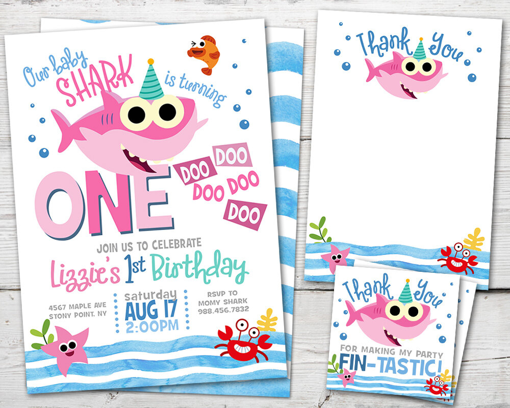Baby Shark Birthday Invitation Set For The Life Of The Party