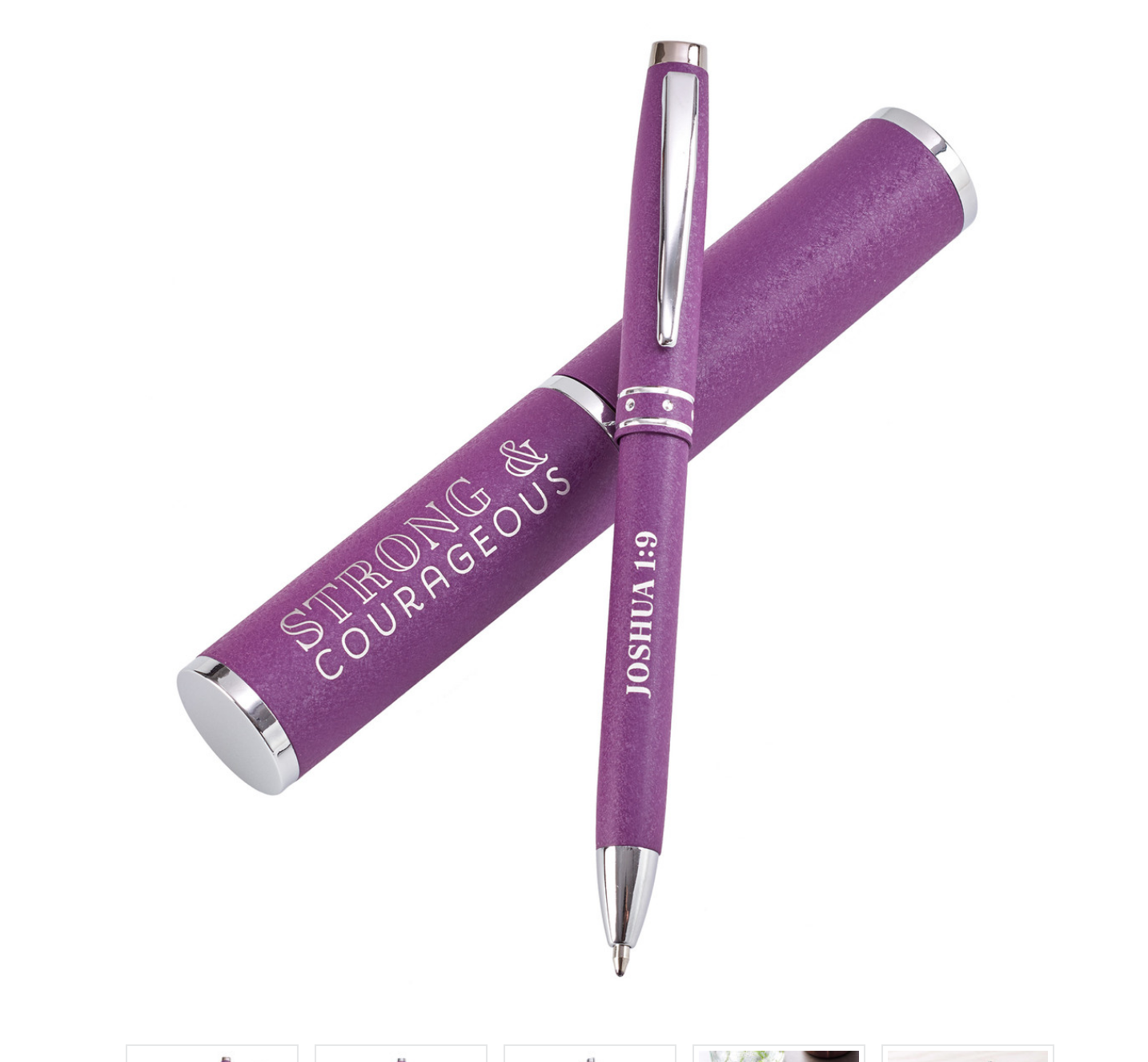 Strong and Courageous Purple Gift Pen - Joshua 1:9