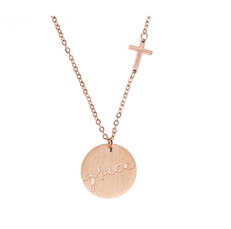 Grace Cross Disc Necklace