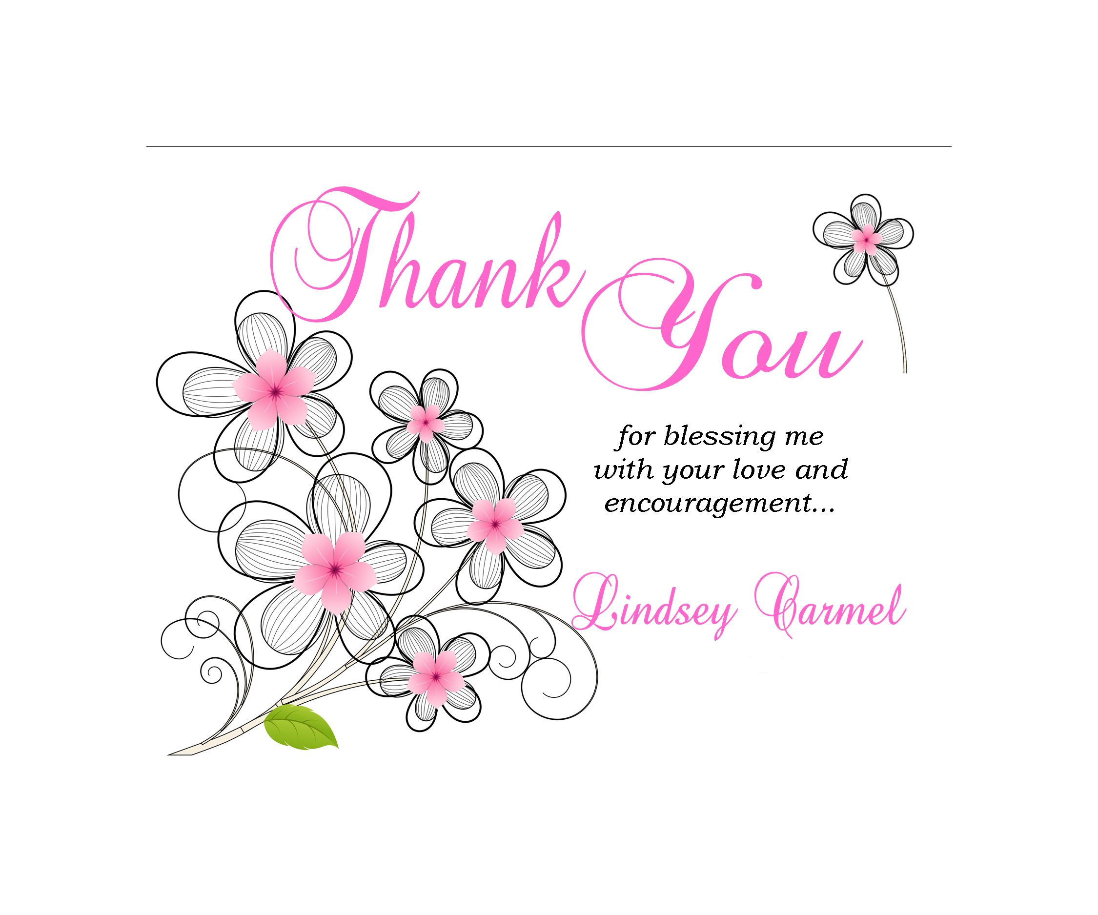 Pink Abstract Flowers Thank You