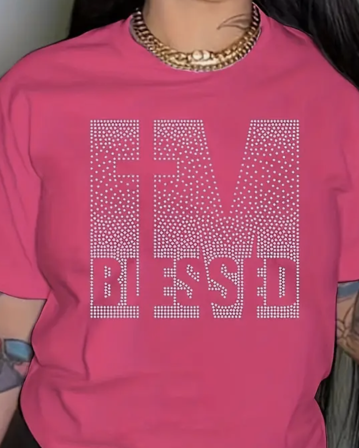 I'm Blessed Gem Tee Pink
