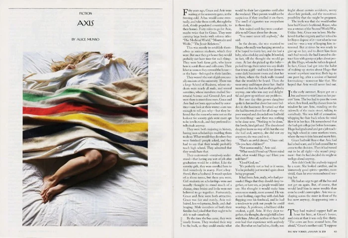 Photograph for The New Yorker , “Axis” by Alice Munro, January 31, 2011: 65