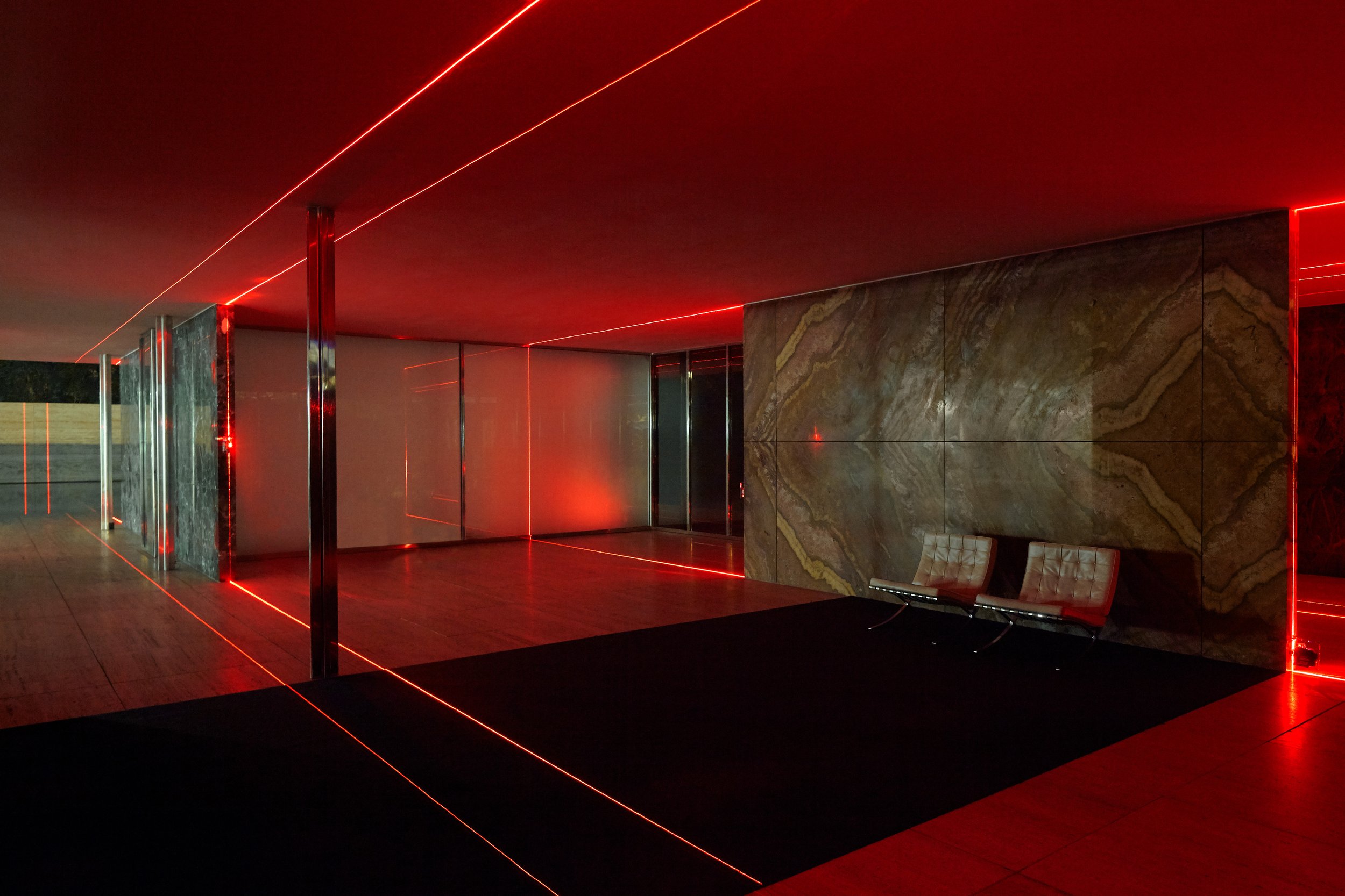 luftwerk, with mas context / geometry of light / barcelona pavilion / mies van der rohe 