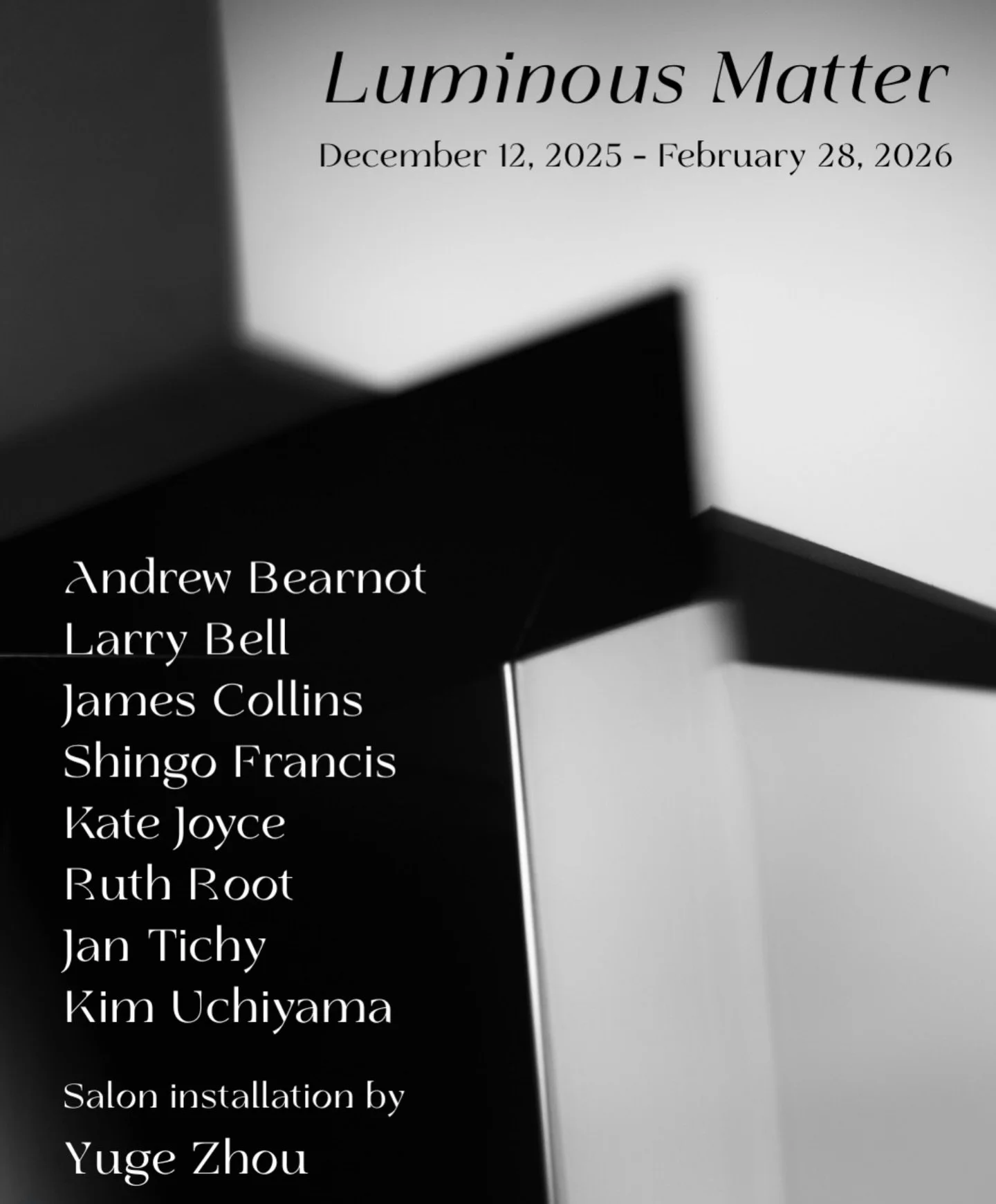 Dear Chicago, I&rsquo;d like to invite you to the opening of &ldquo;Luminous Matter&rdquo; at Secrist | Beach this Friday December 12, 5-8pm. On view will be a selection of seven photographs from my series &ldquo;Space Craft&rdquo;. It&rsquo;s with w