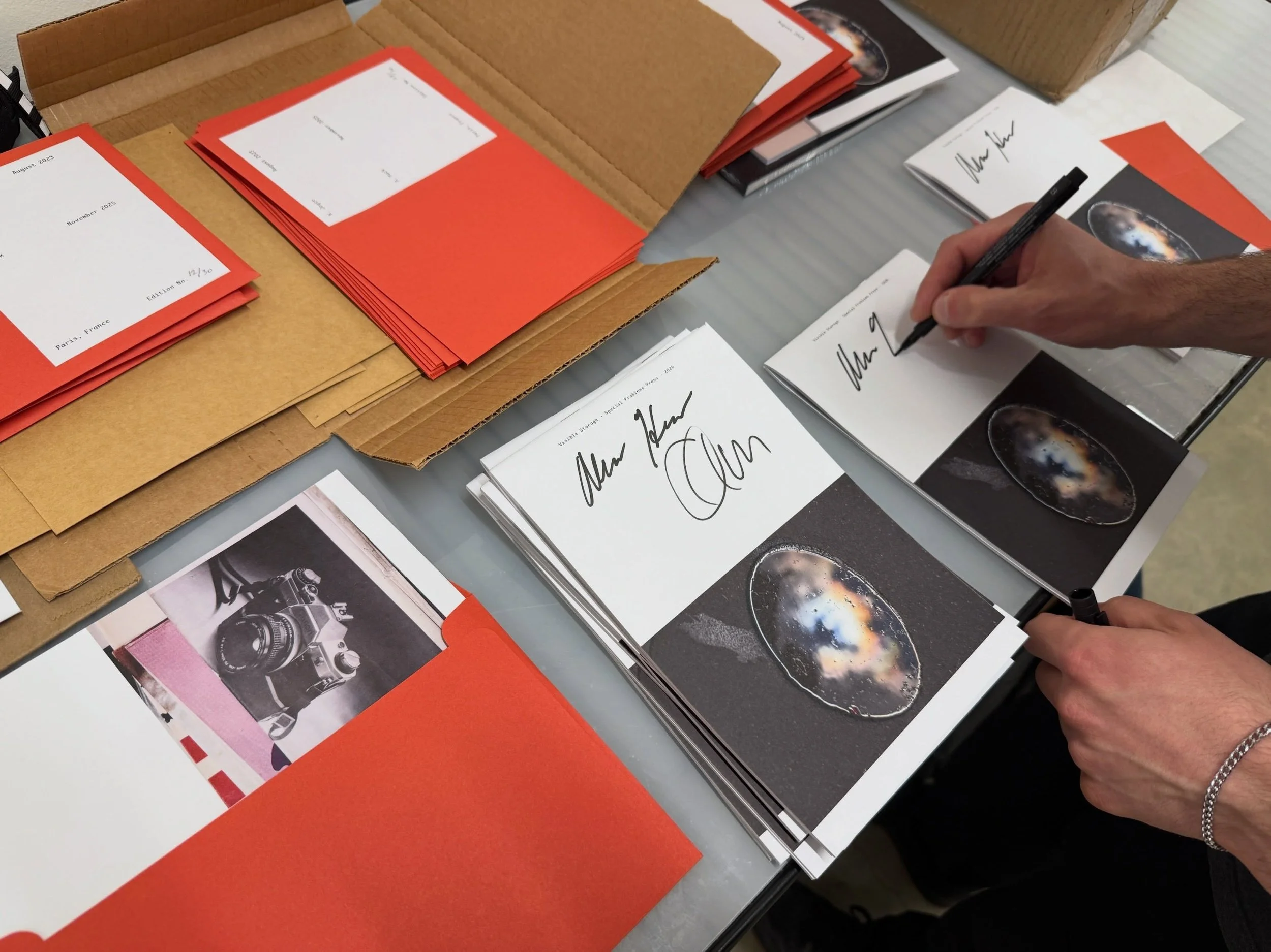 Signed, with love. Find @alanrh &mdash;or me &mdash;or the @hartfordphotomfa table @icp photobook festival, &mdash;or, there&rsquo;s always the post. We have one for you.

K. Joyce &amp; A. Huck
Untitled (Paris)

40 pages / 9&rdquo; &times; 6&rdquo;
