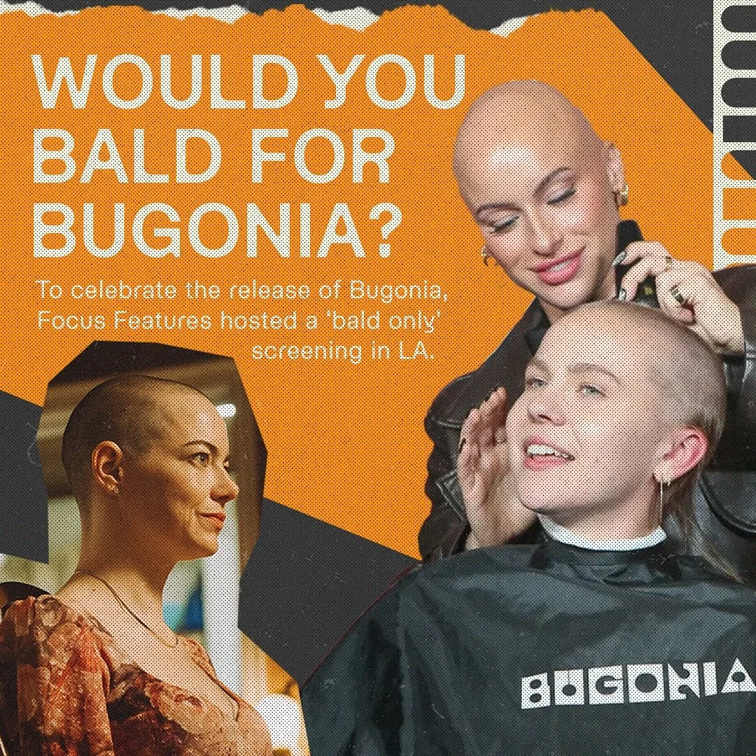Would you dare go bald for BUGONIA? 👩&zwj;🦲

@focusfeatures hosted a special advanced screening of Yorgos Lanthimos&rsquo; highly anticipated new film BUGONIA at @theculvertheater in LA.

It was no hair, no entry. ❌🧑&zwj;🦲

A barber was on site, 