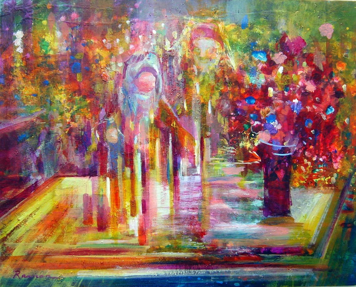 Shabat Candle Lighting with Flowers - Figurative Print