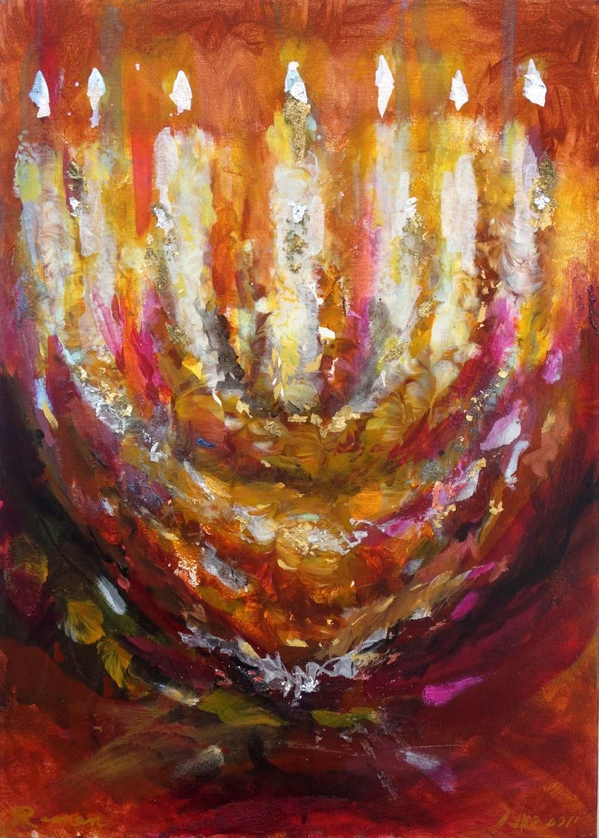 Menorah Magenta Gold