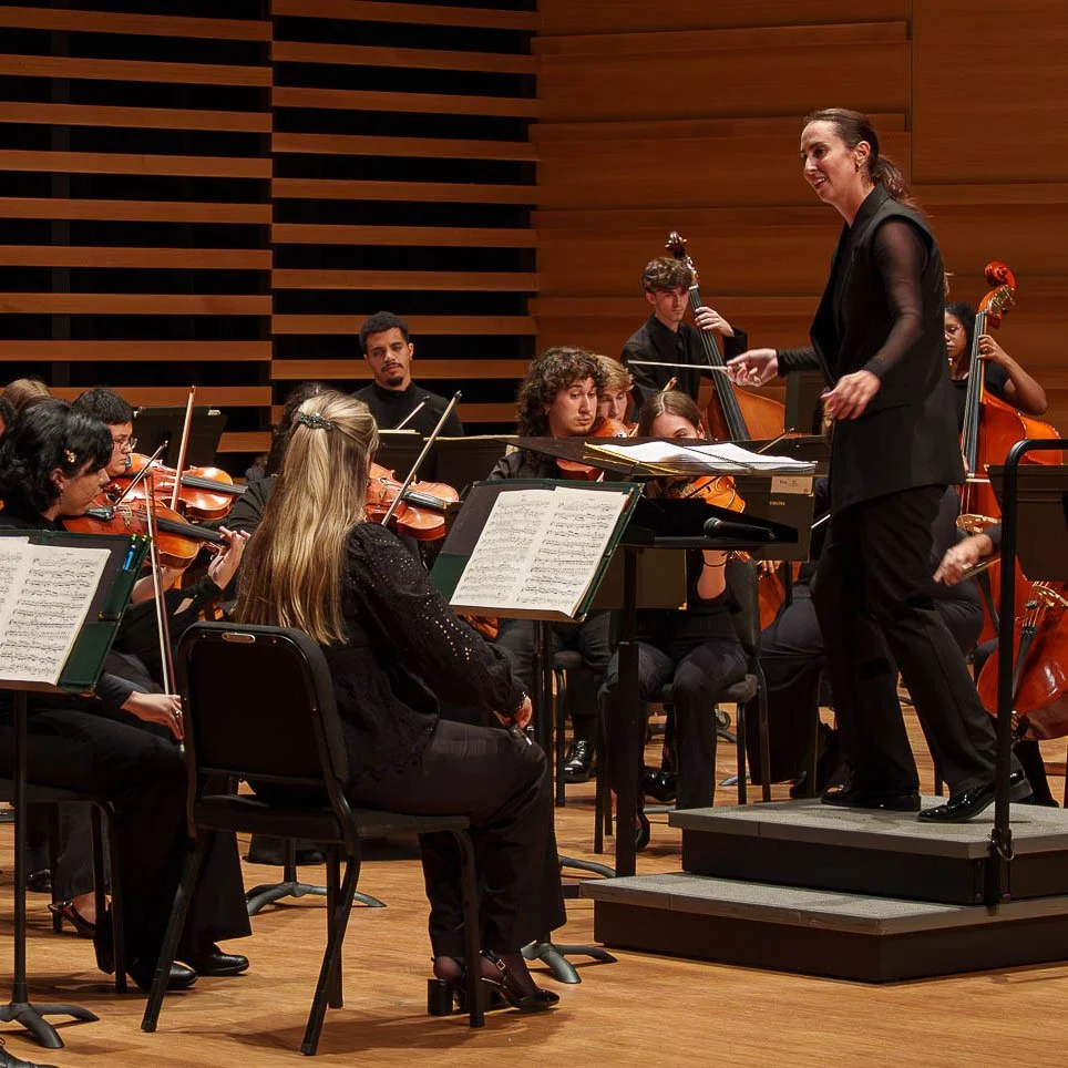 TFO Resident Conductor Chelsea Gallo conducts for the USF Symphony Orchestra.