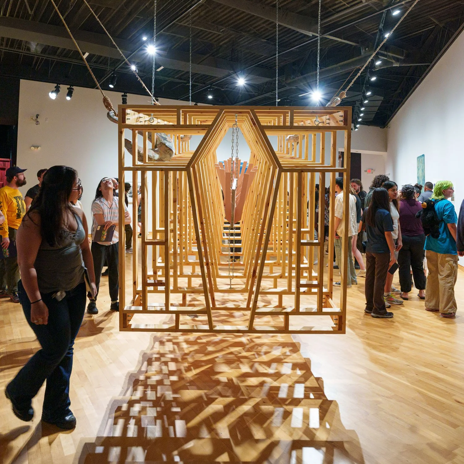 Micheal Lonchar's art piece "Gone Fishing Out For A Swim at the MFA opening at USF Contemporary Art Museum.