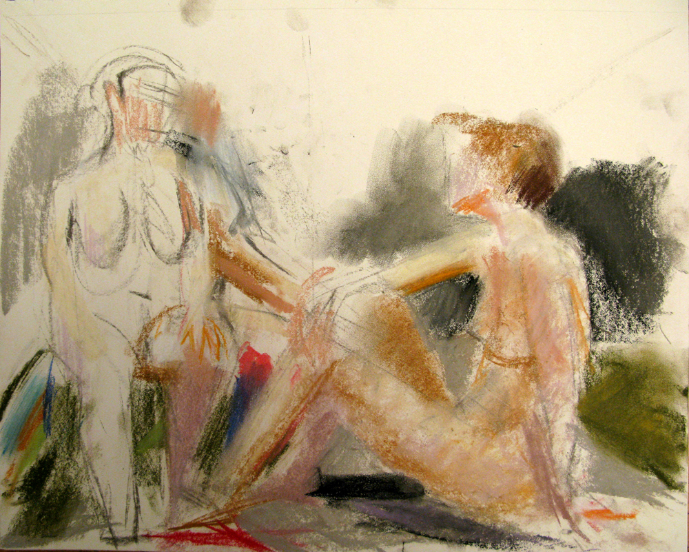 Three Figures, 14 x 17 inches, pastel, 2012