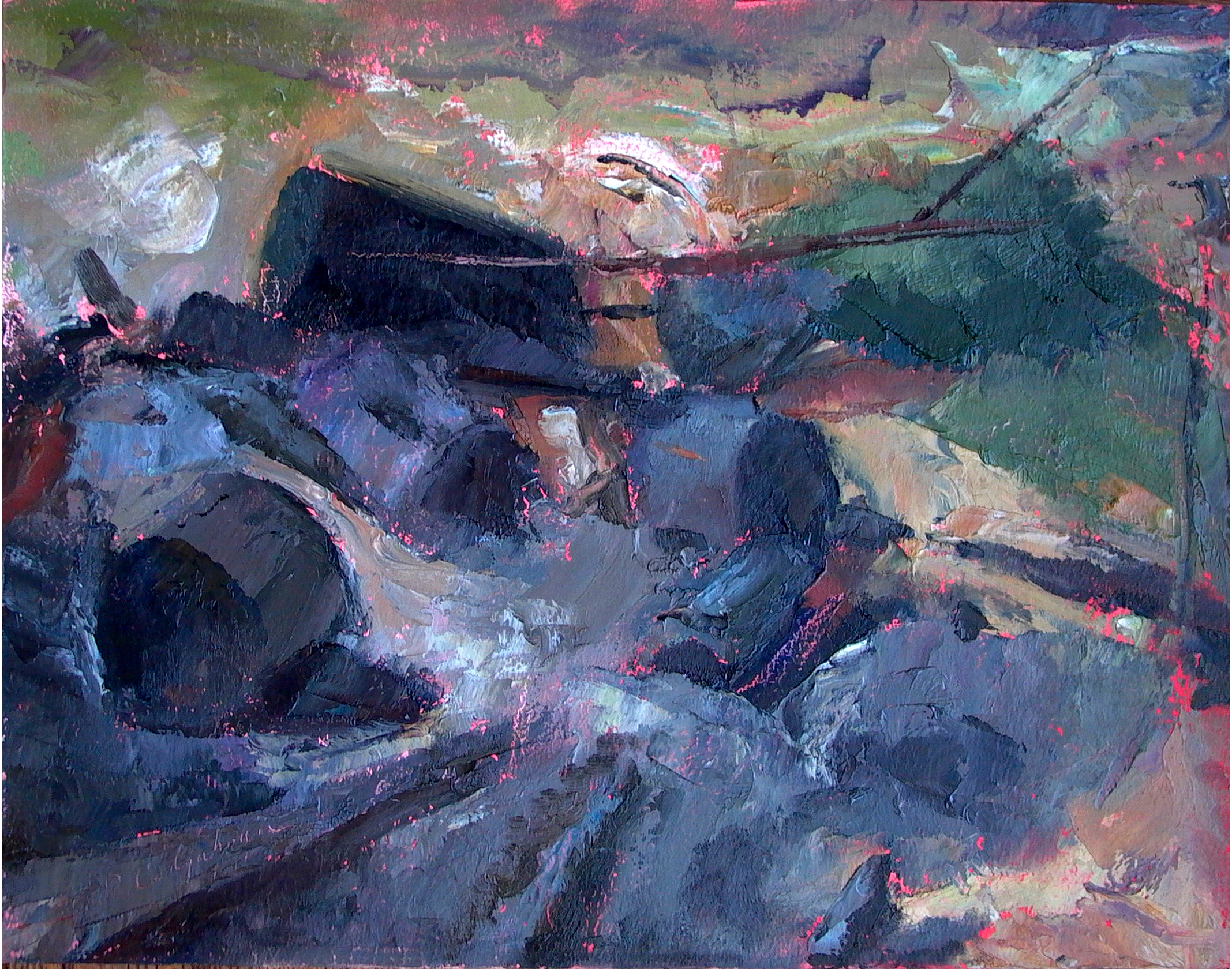 Charred Logs, 12" x 16", oil on panel, 2000. Collection of the artist.