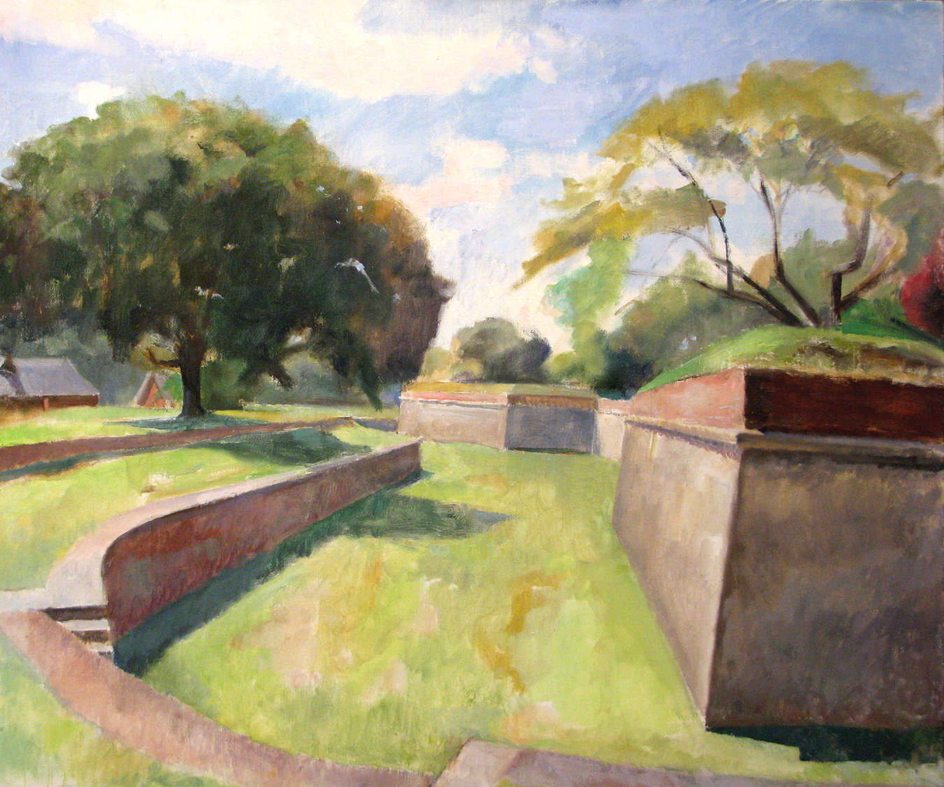 Dry Moat, Fort Jay, Governor's Island, 36" x 44", oil on linen, 2006.