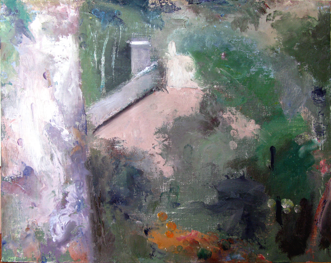 Graves Studio Through the Trees, 11" x 14", oil on panel, 2008.