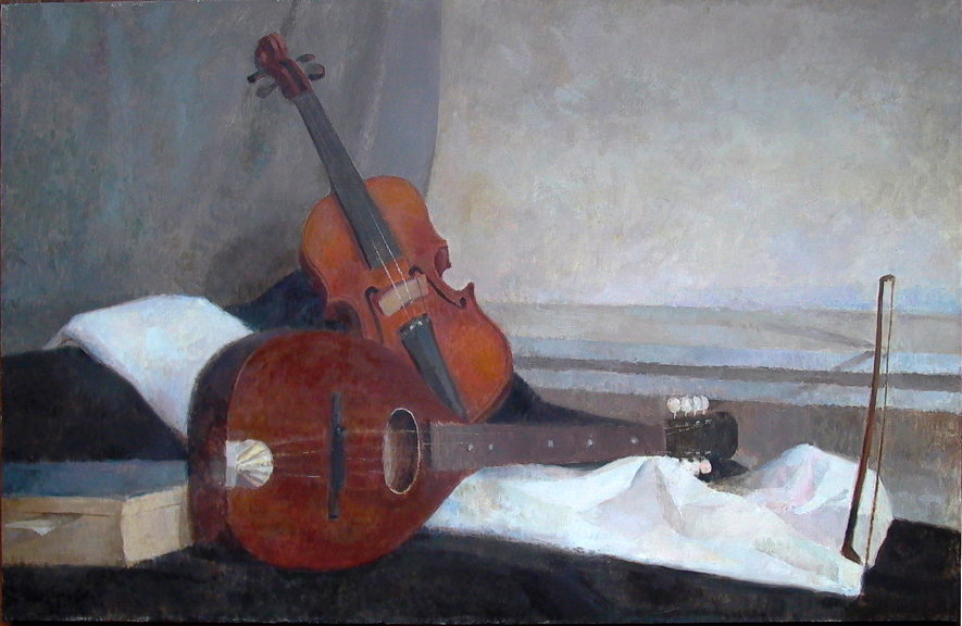 Violin Mandolin, 24" x 38", oil on linen, 1999.