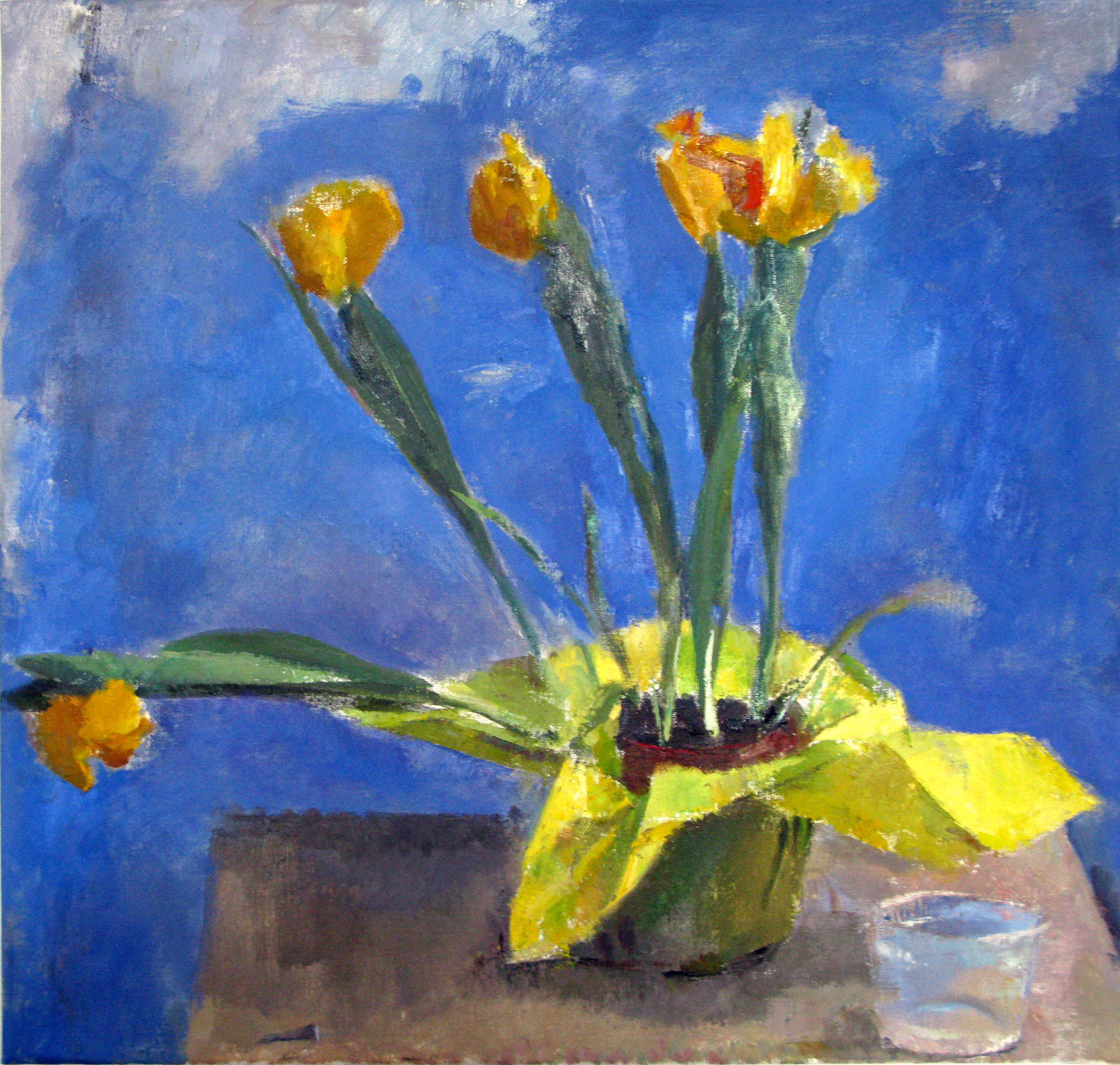 Yellow Tulips, 22" x 23", oil on linen, 2011.