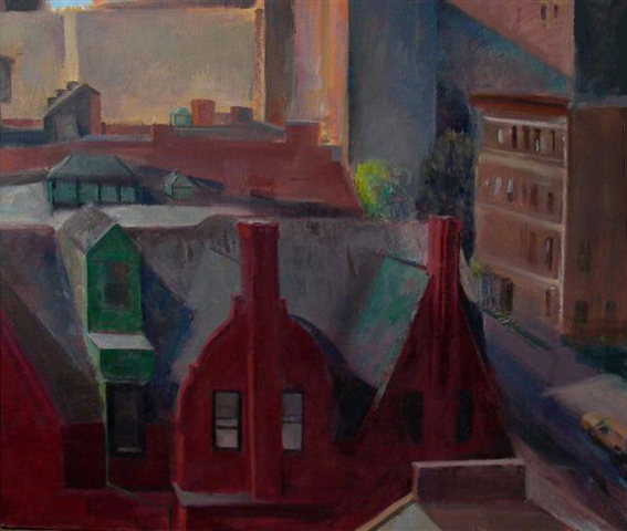 Red House, Clinton Hill, 36" x 36", oil on canvas, 1990.