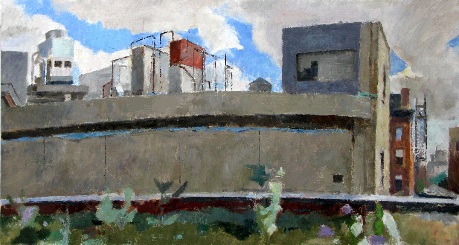 Rear of 860 Washington Street, 16" x 30", oil on linen, 2010.