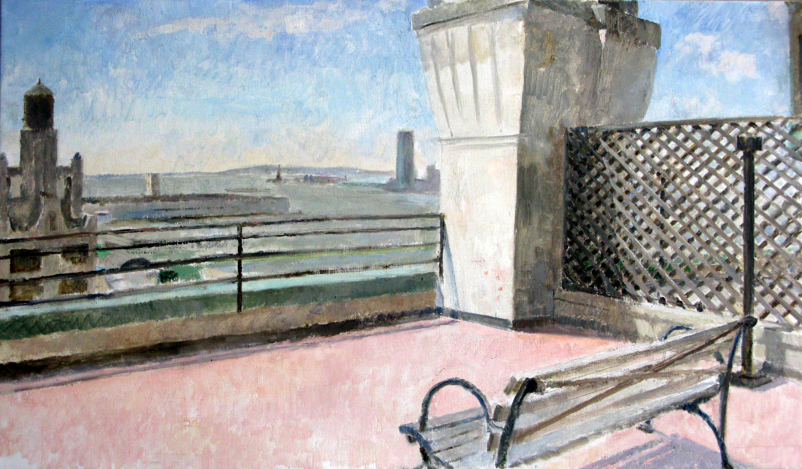 View from Westbeth Roof, 25" x 43", oil on linen, 2009.