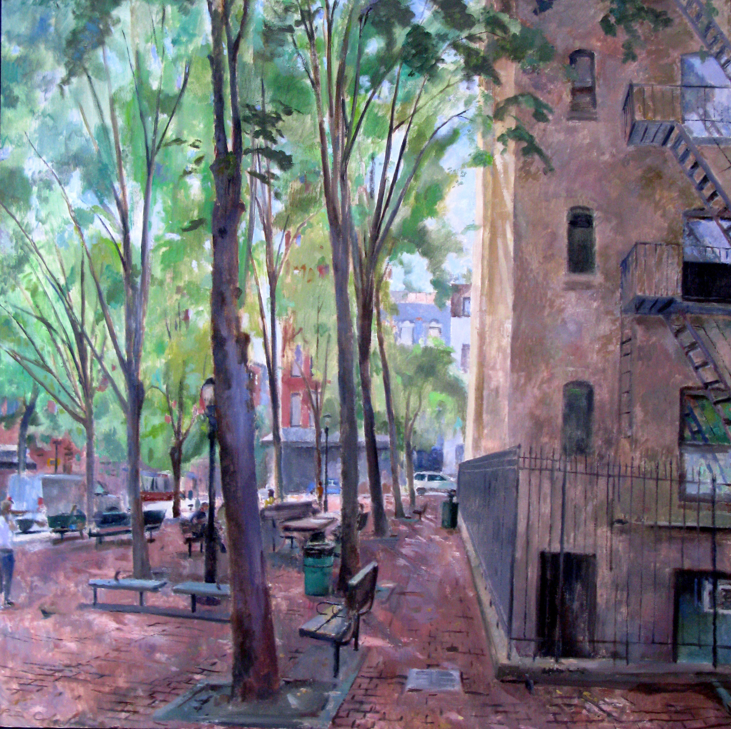 Bleecker Park, 54 x 54 inches, oil on linen, 2009.