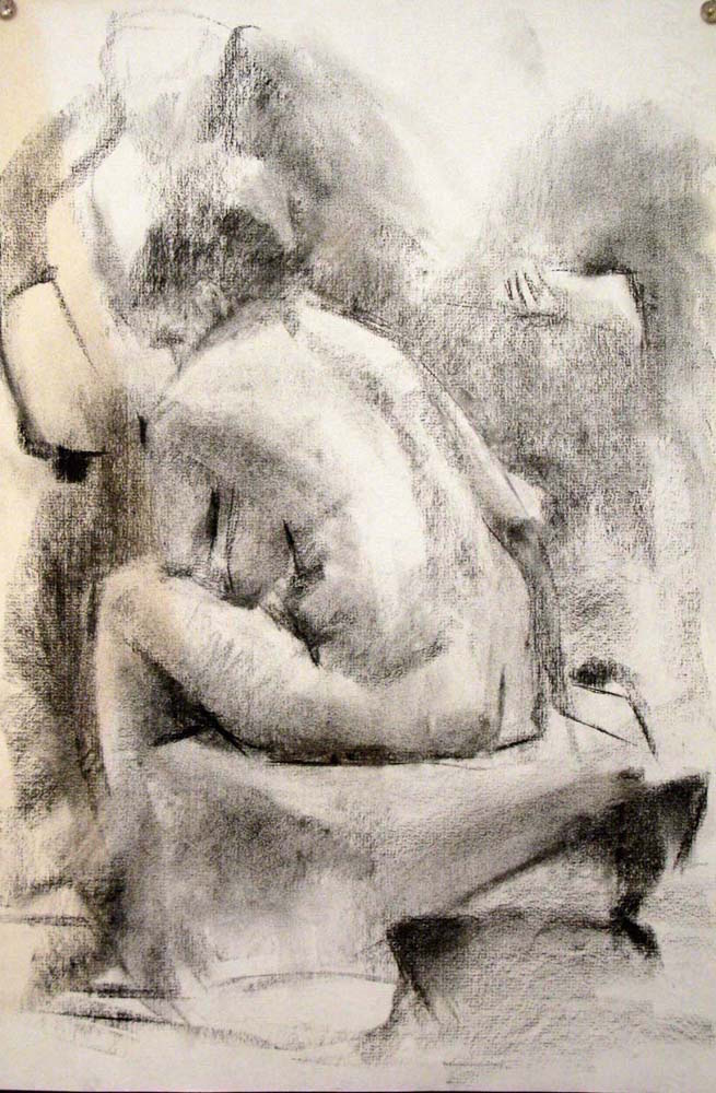State Female Nude, 18 x 12 inches, charcoal