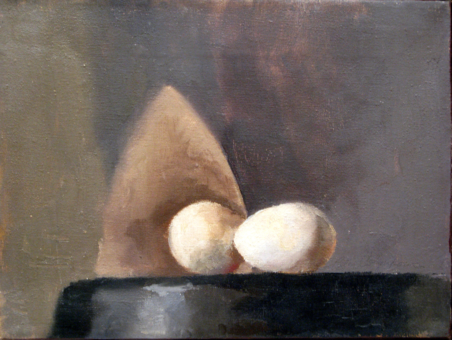 Eggs, 9 x 12 inches, oil on linen, 1975.