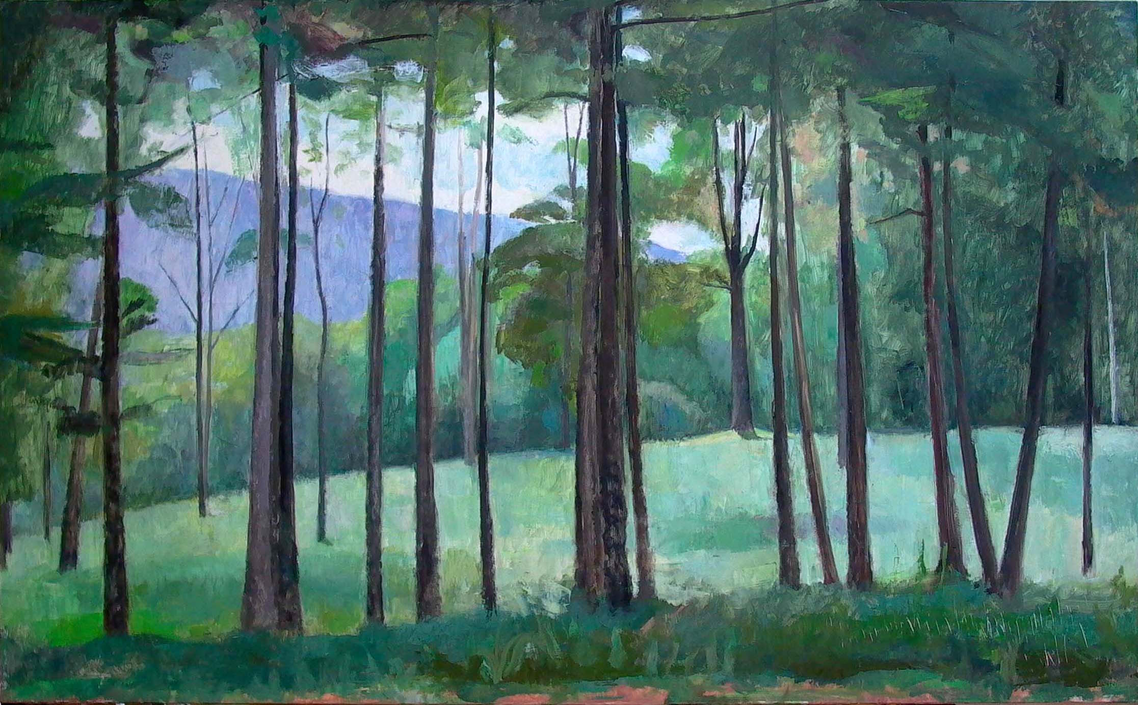 Row of Trees, Tyringham, oil on linen, 36 x 60 inches, 2002.