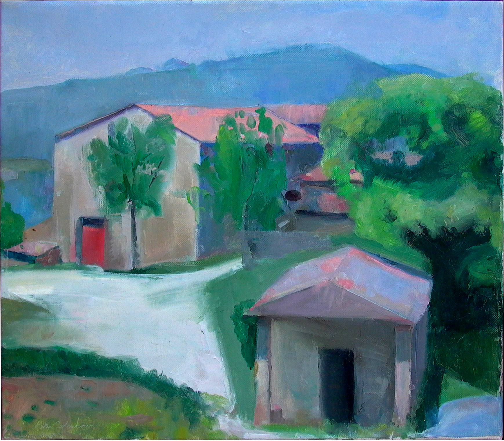 Casole Chapel,  oil on linen, 15.5 x 17.5 inches, 1985.