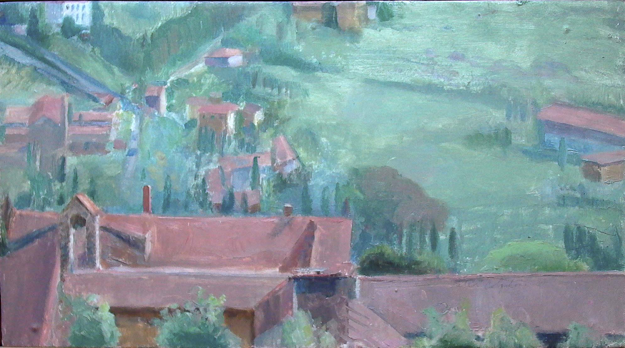 Fiesole, oil on panel, 12 x 20 inches, 1983.