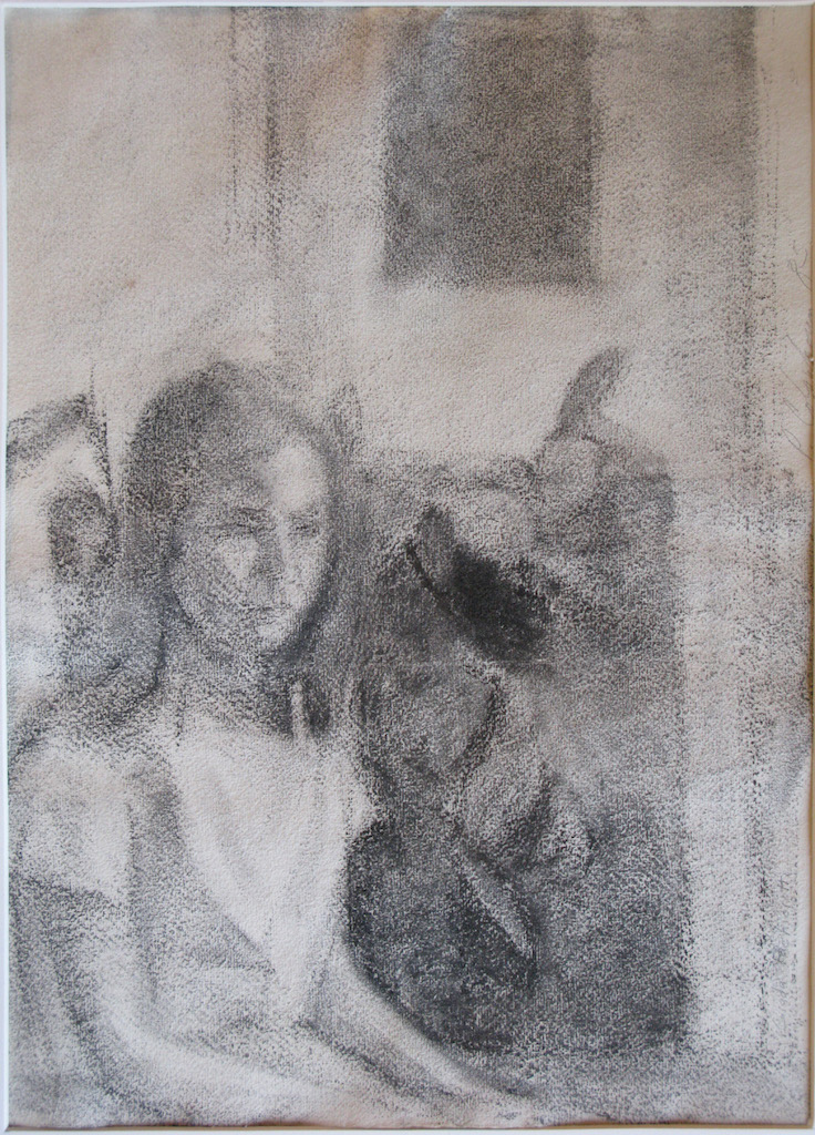 Giada Seated, 17 x 12 inches, charcoal, 1985. 