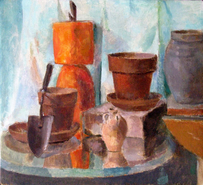 Still Life with Plant Pots, 20 x 22 inches, oil on linen, 2012.