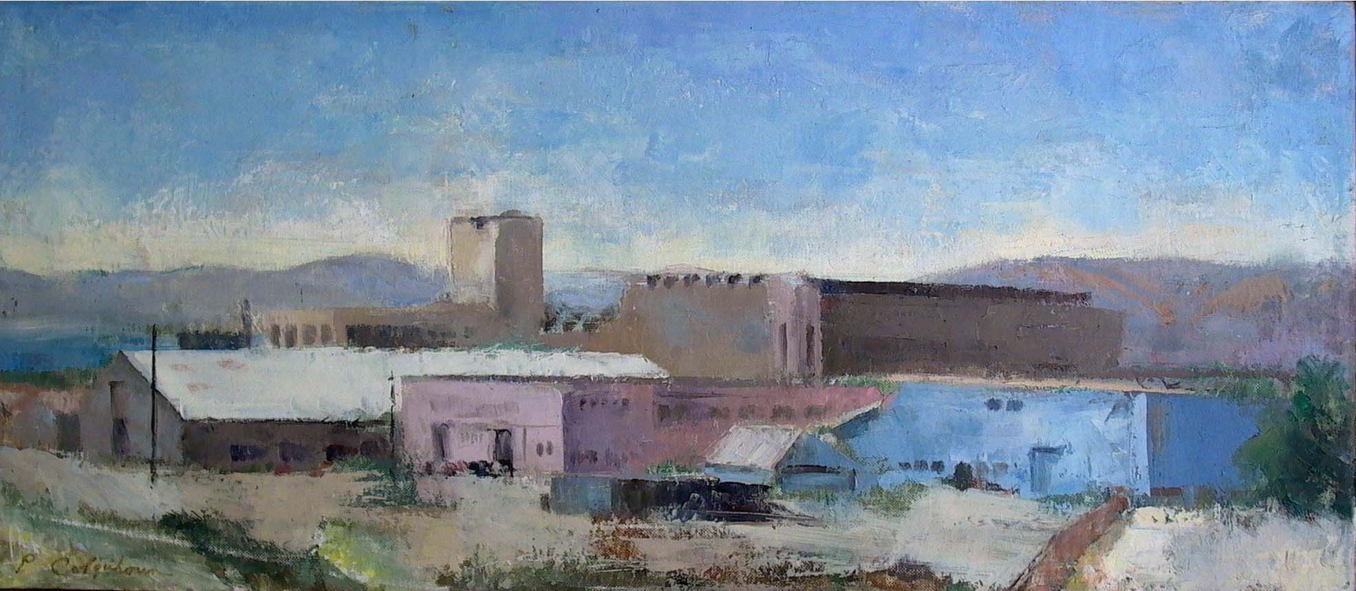 Hunters Point, 12" x 27", oil on linen, 1996.