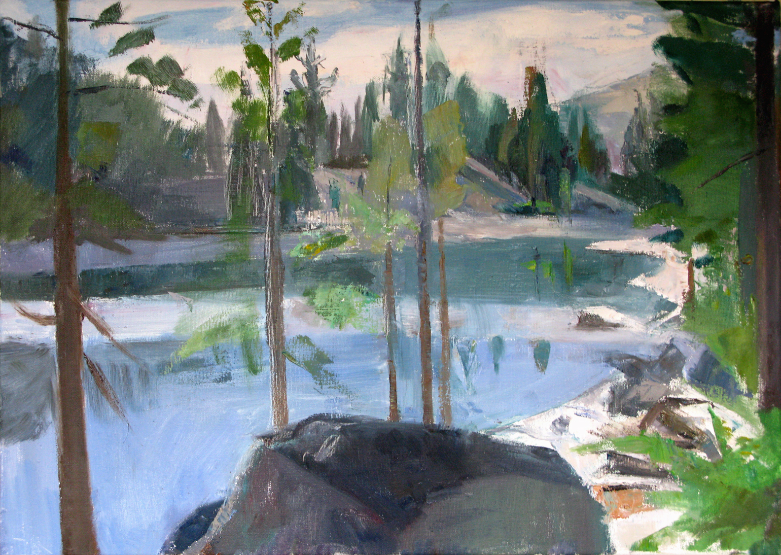 SN, Black Rock, Barrett Lake, 17 x 24 inches, oil on linen, 2015.