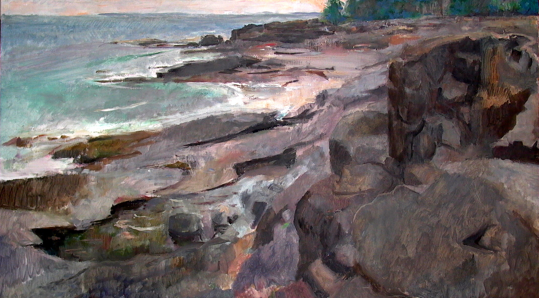 Back Shore, Great Cranberry Island, 30 x 56 inches, oil on linen.