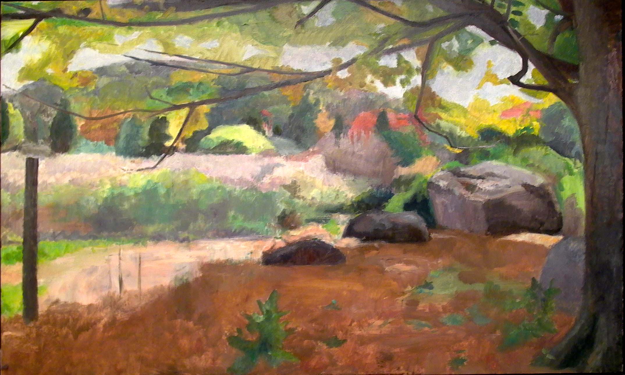 Behind the Studio, 26 x 42 inches, oil on linen, 2004.