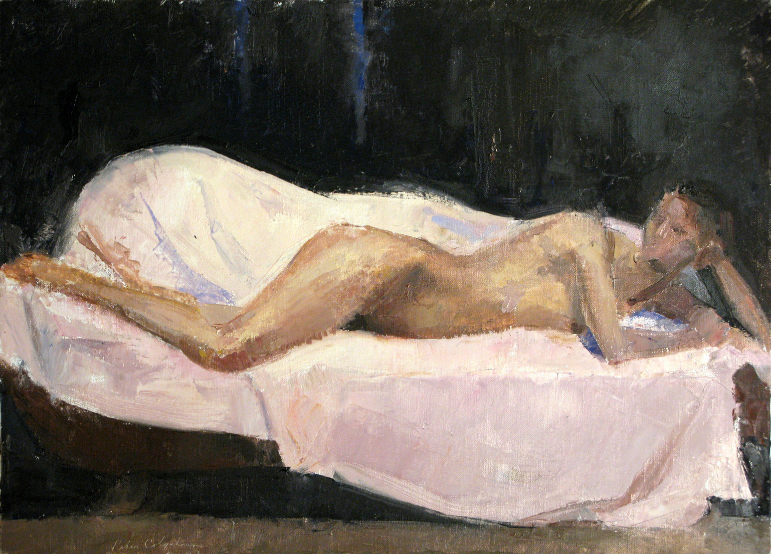 Reclining Female Nude, 15 x 21 inches, oil on linen