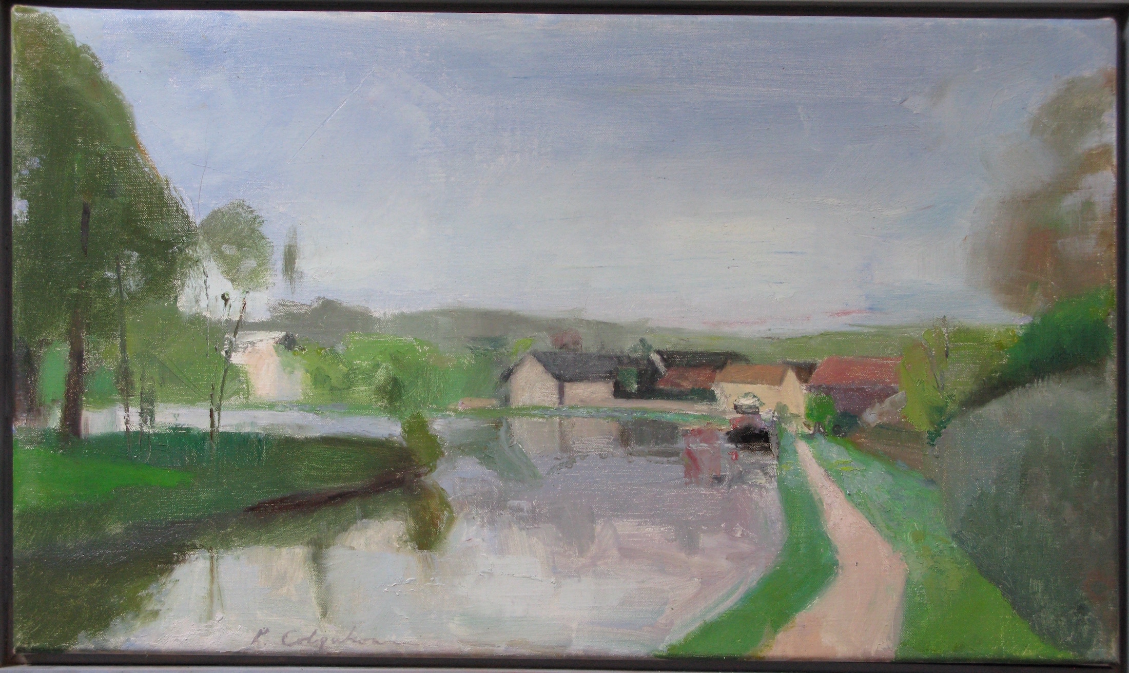 Vincelles Canal, 14 x 24 inches, oil on linen. 2013.