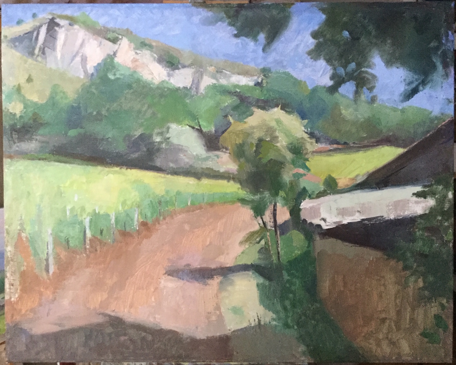 Solutré-Pouilly Vineyard, 24 x 30, oil on linen, 2019.