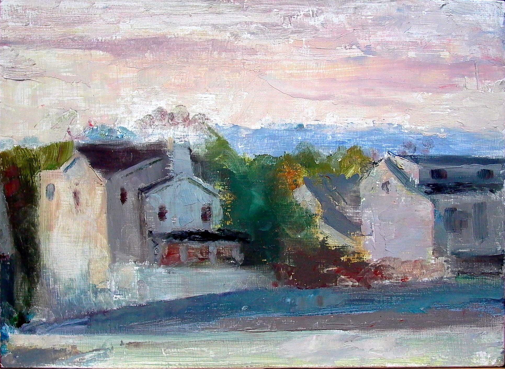 Houses, Monmouth Beach, 12 x 14 inches, oil on panel.