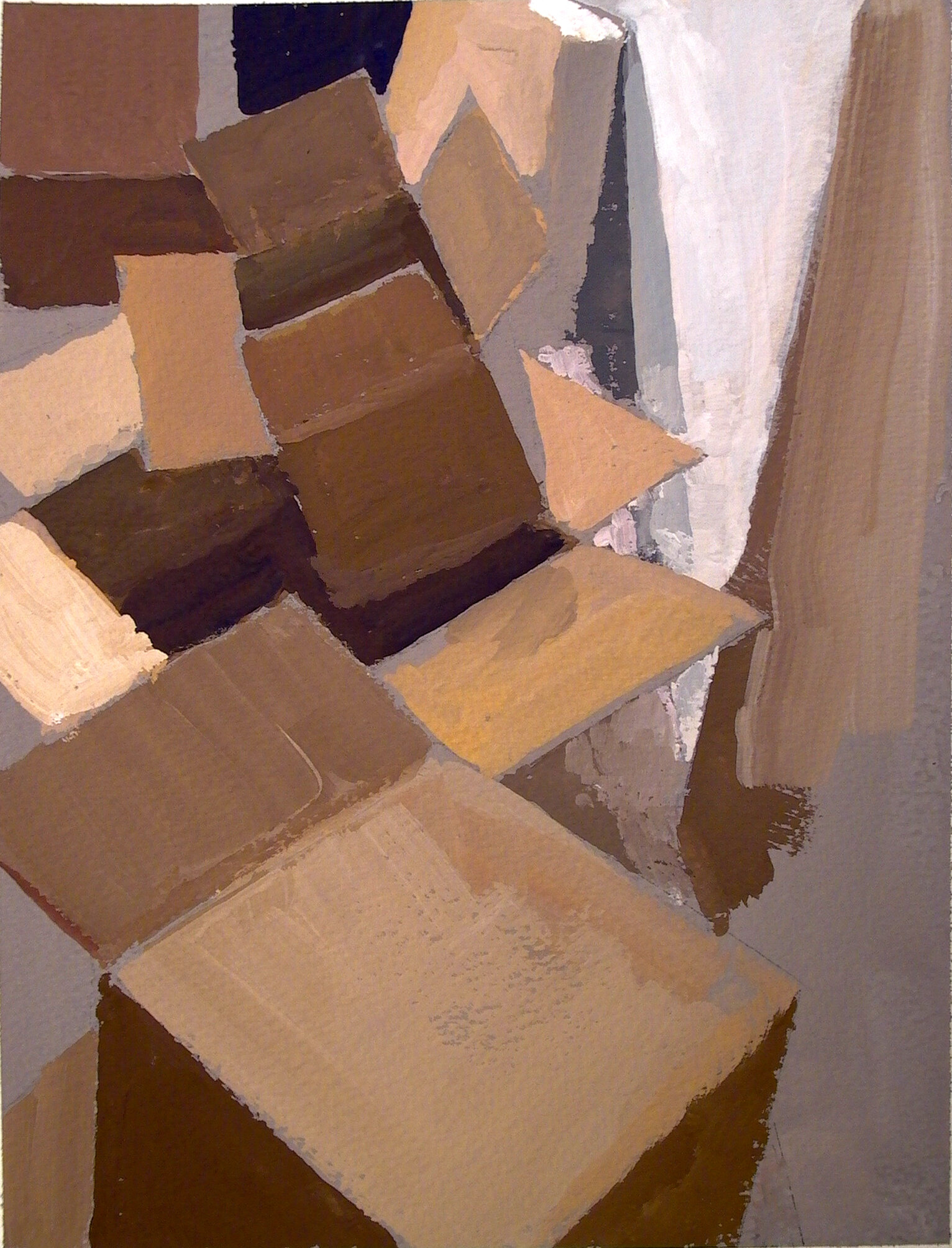 Boxes, 11 x 9 inches, gouache on paper, 2003. Private Collection.